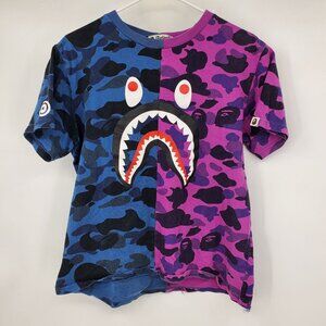A Bathing Ape WGM 1993 To 2093 A World Gone Mad Purple and Blue Split‎ Shirt